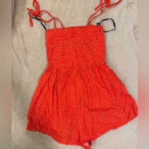 Forever 21 Red and White Polka Dot Romper
